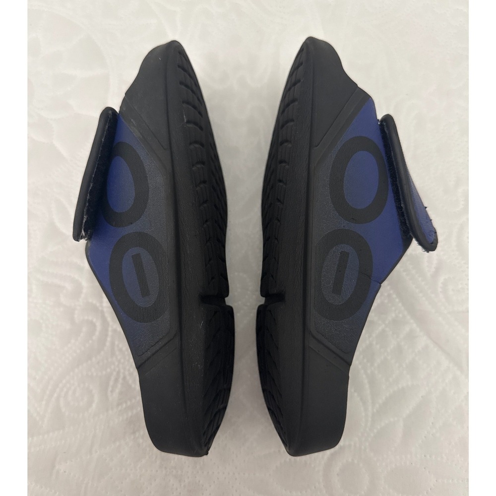 Oofos Slide Sandals Black Blue Adjustable Strap Women's Size 7 - Picture 7 of 13